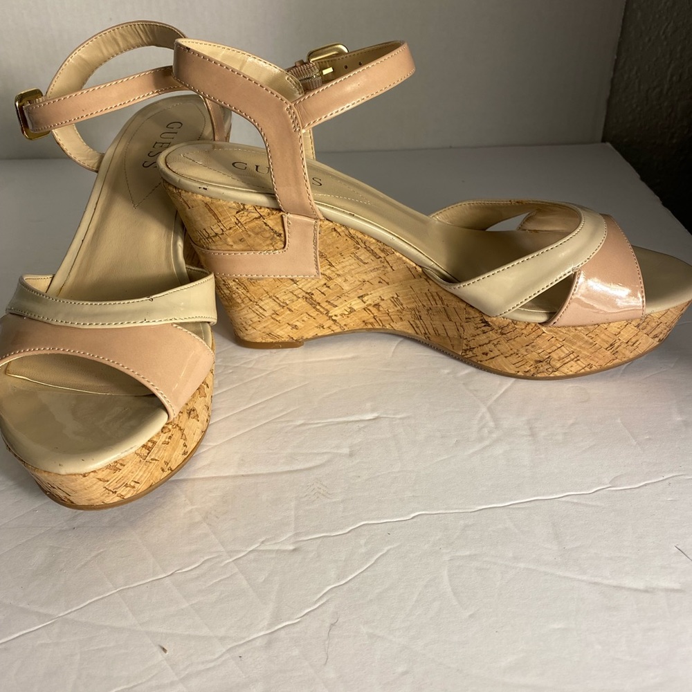 Ladies Guess wedge heel sandals size 9 1/2 gently worn very cute